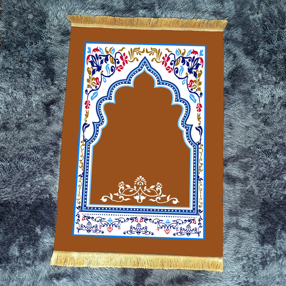 Muslim stain-resistant prayer mat portable blessing festival carpet solid color ethnic style anti-slip mat