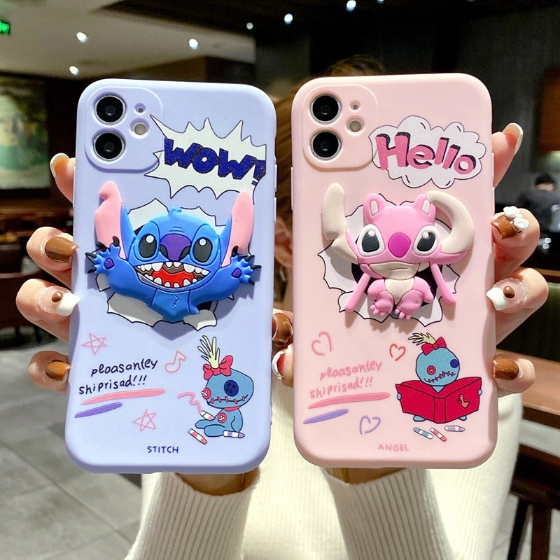 Suitable for iphone 13 painted cartoon mobile phone case Apple 14 promax Stitch is cute