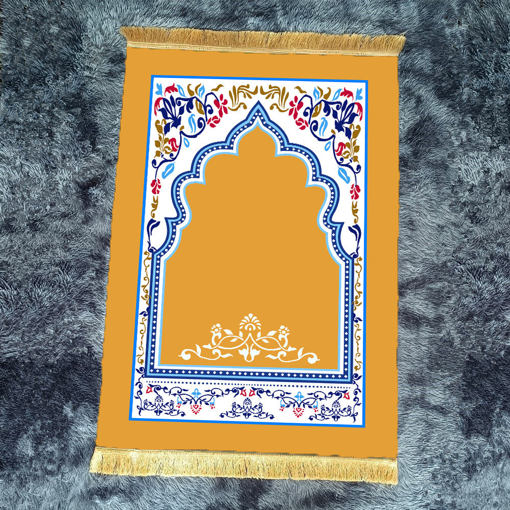 Muslim stain-resistant prayer mat portable blessing festival carpet solid color ethnic style anti-slip mat