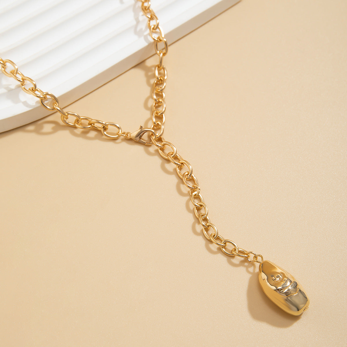 Vintage personality irregular gold bean pendant necklace necklaces versatile fashion chains