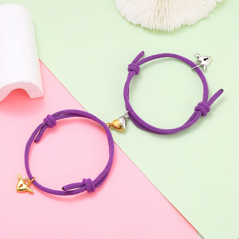 New alloy heart-shaped magnetic attraction couple bracelet a pair of male and female hand ropes