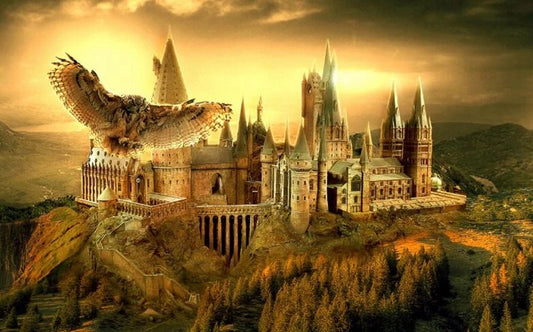 Harry Potter Hogwarts School of Witchcraft and Wizardry Castle Movie Poster Sofa Background Wall Decoration Frameless Canvas Painting