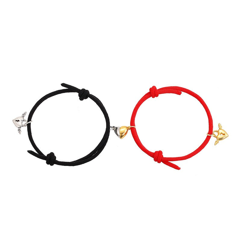New alloy heart-shaped magnetic attraction couple bracelet a pair of male and female hand ropes