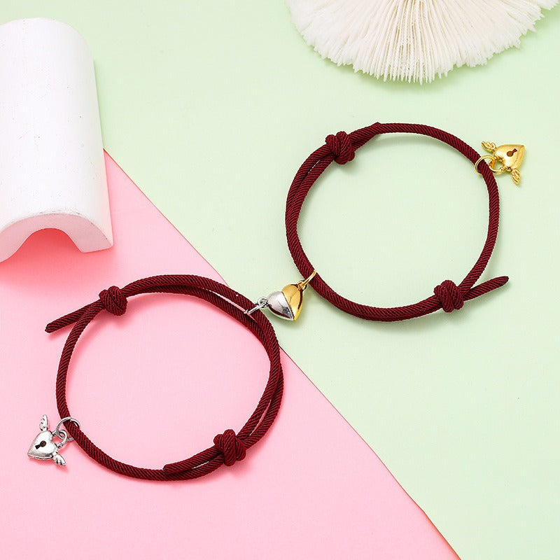 New alloy heart-shaped magnetic attraction couple bracelet a pair of male and female hand ropes