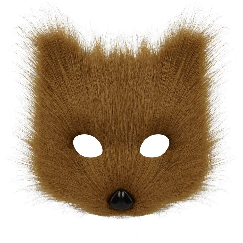Halloween suit simulation fox mask gloves plush fox tail handmade animal tail cos prop accessories