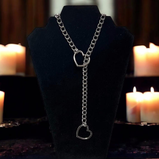 Retro punk metal chain necklace trendy hip-hop personality minimalist peach heart necklace