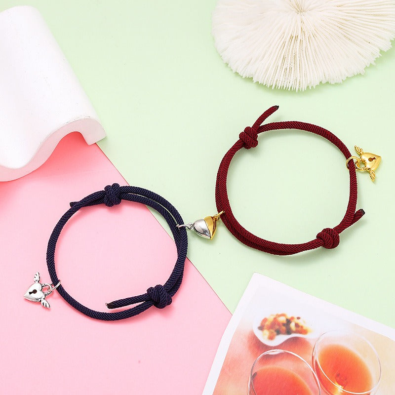 New alloy heart-shaped magnetic attraction couple bracelet a pair of male and female hand ropes