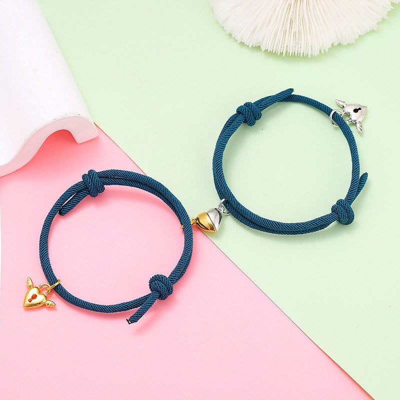 New alloy heart-shaped magnetic attraction couple bracelet a pair of male and female hand ropes