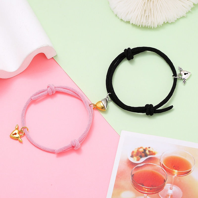 New alloy heart-shaped magnetic attraction couple bracelet a pair of male and female hand ropes