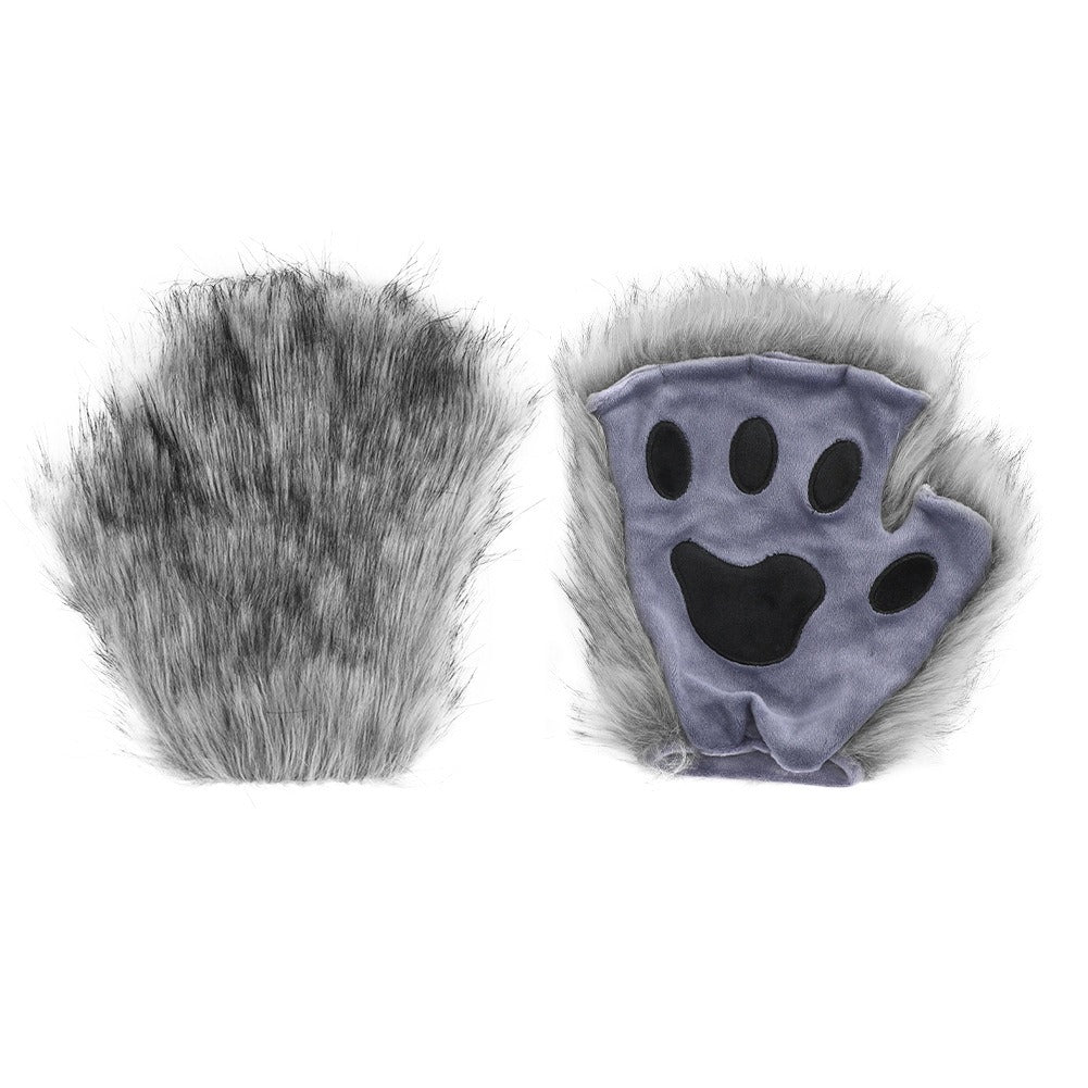 Halloween suit simulation fox mask gloves plush fox tail handmade animal tail cos prop accessories