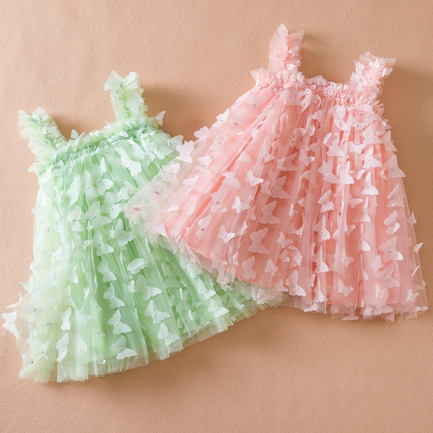 New children's dress, embroidered butterfly suspender dress, sweet princess dress, mesh fluffy dress, girl's dress