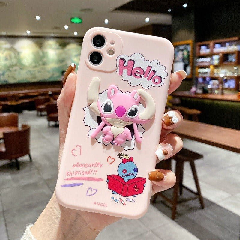 Suitable for iphone 13 painted cartoon mobile phone case Apple 14 promax Stitch is cute