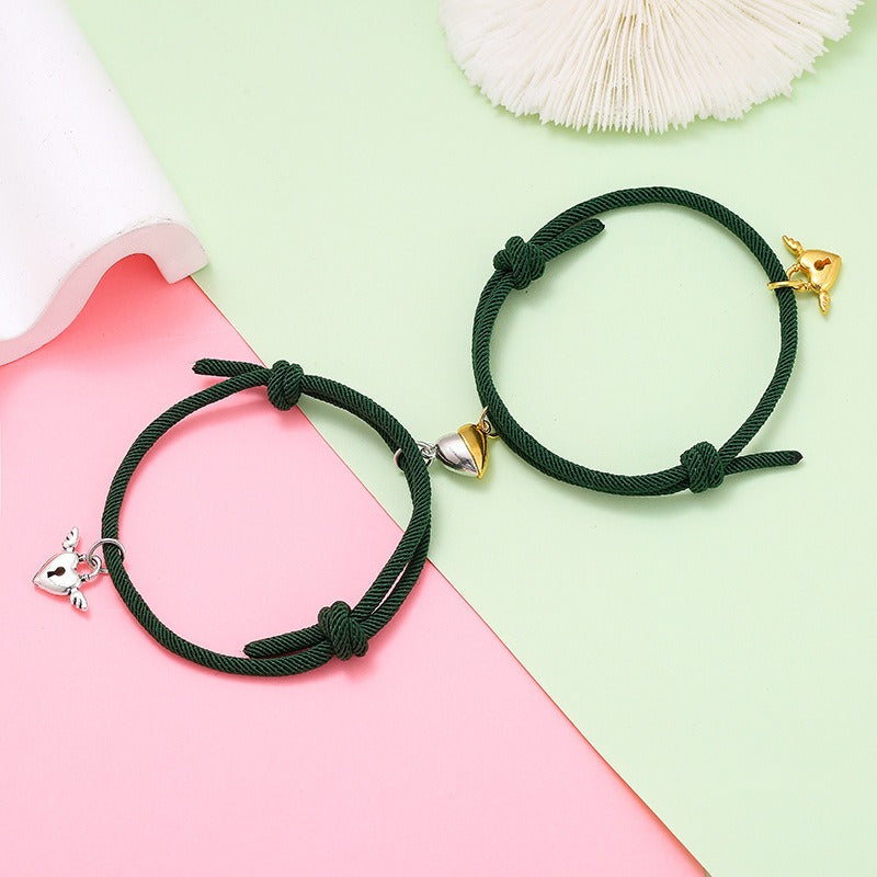 New alloy heart-shaped magnetic attraction couple bracelet a pair of male and female hand ropes