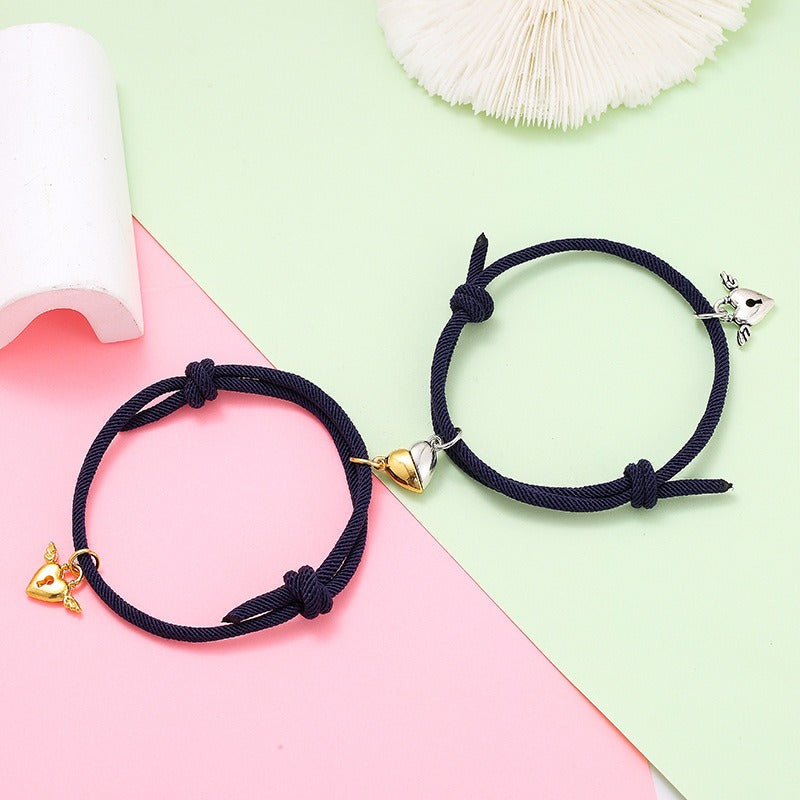 New alloy heart-shaped magnetic attraction couple bracelet a pair of male and female hand ropes