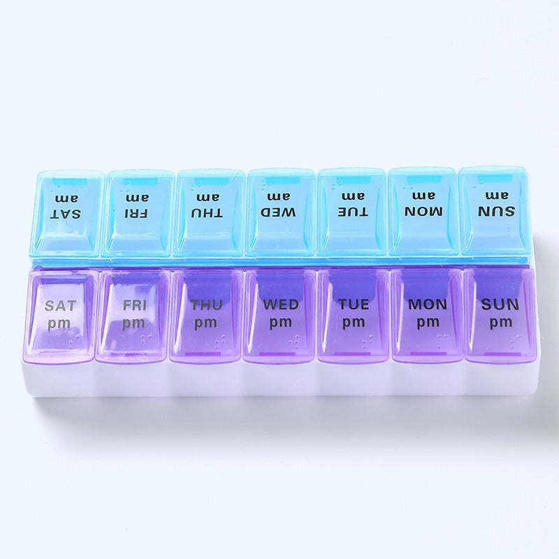 Weekly Portable Travel Pill Box Cases 7 Days Organizer 14 Grids Pills Container Storage Tablets Vitamins Medicine Fish Oils