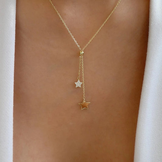 Fashionable and simple adjustable star pendant retro necklace clavicle chain for women