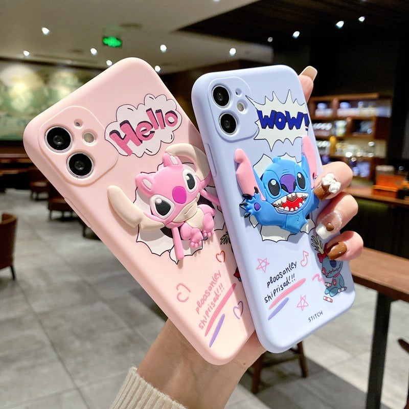 Suitable for iphone 13 painted cartoon mobile phone case Apple 14 promax Stitch is cute