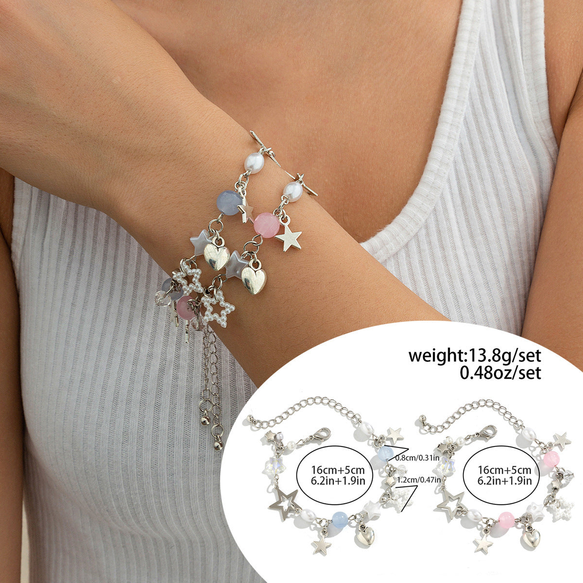 Star pendant tassel set bracelet simple and versatile magnetic heart-shaped StarBracelet bracelet
