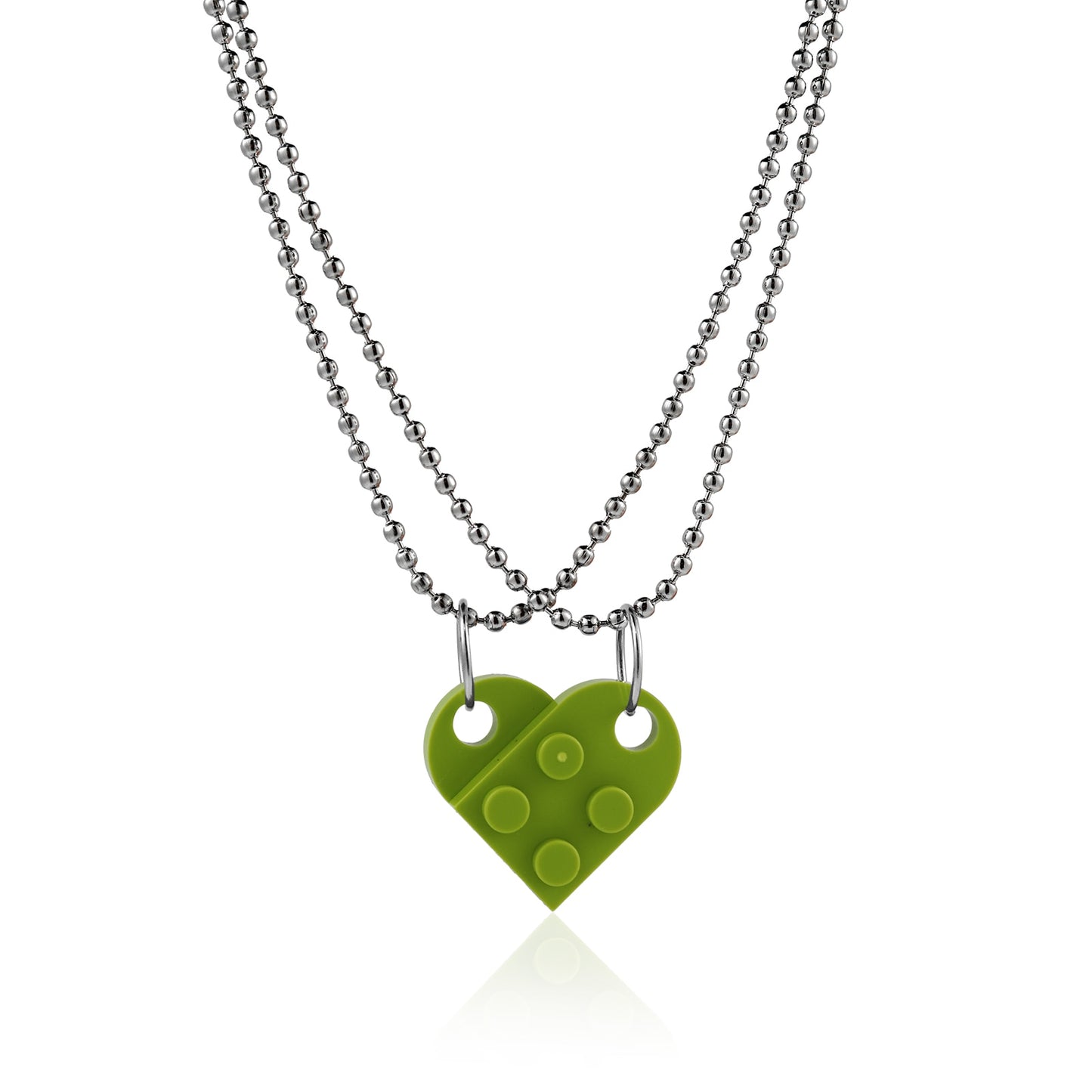 Couples Brick Heart Pendant Shaped Necklace for Friendship 2 Two Piece Jewelry Made with  Lego Elements Valentine's Day Gift