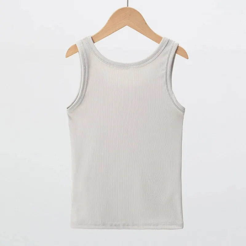 Summer Girls Versatile Candy Color Slim Fit Sleeveless Tank Top T-shirt