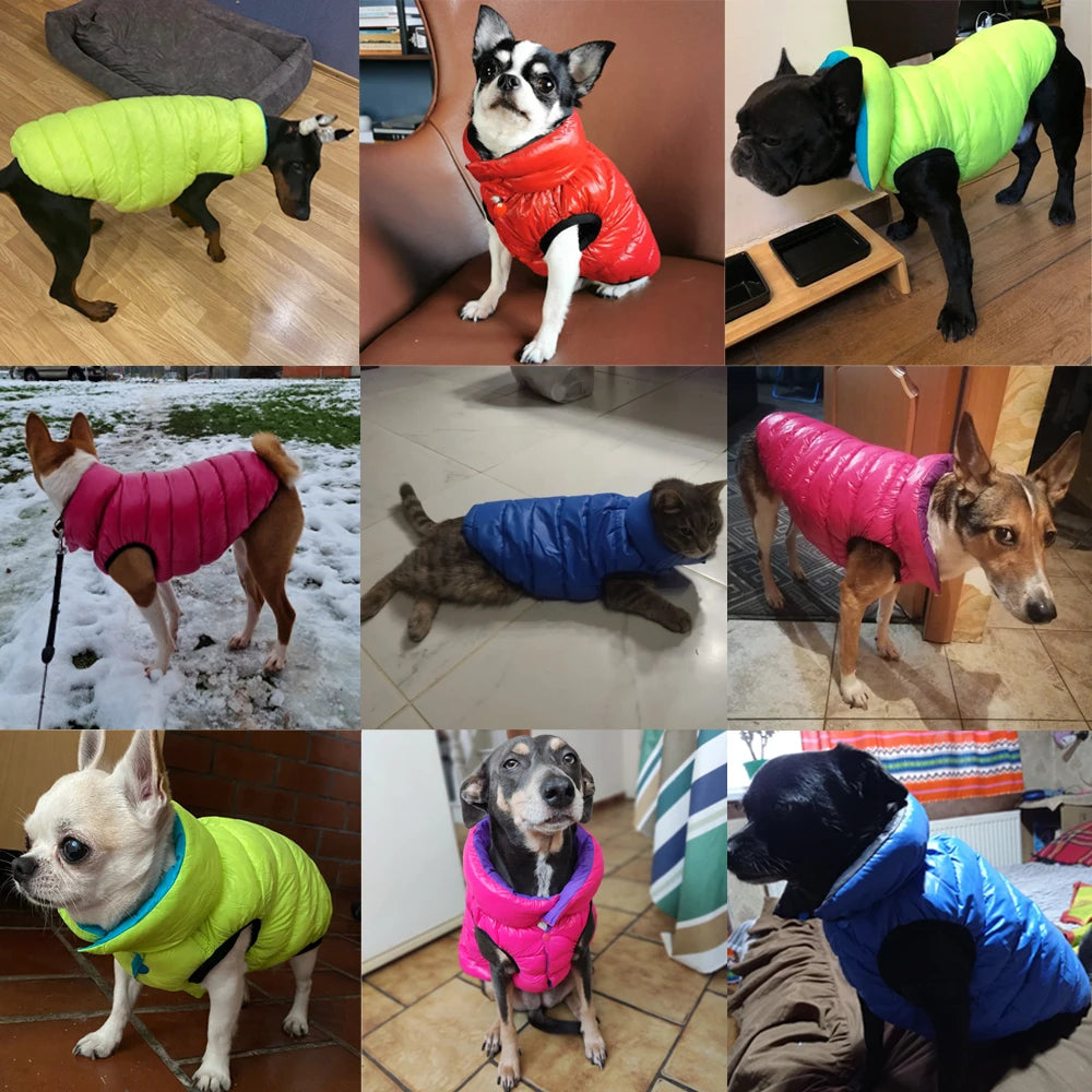 Reversible Pet Down Jacket Waterproof Light Weight Coat For Small Large Dogs Warm Thick Golden Retriever Labrador Outfit Clothes