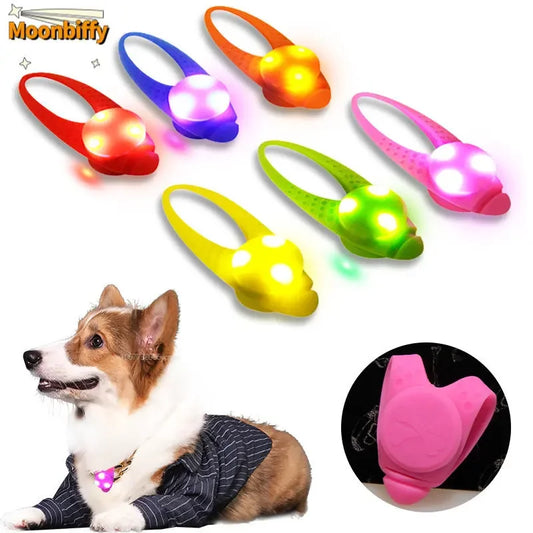 LED Light Silicone Luminous Puppy Cat Dog Pendant for Collar Drawstring Anti-lost Walking Pet Accessories Supplies Dog Bow Tie