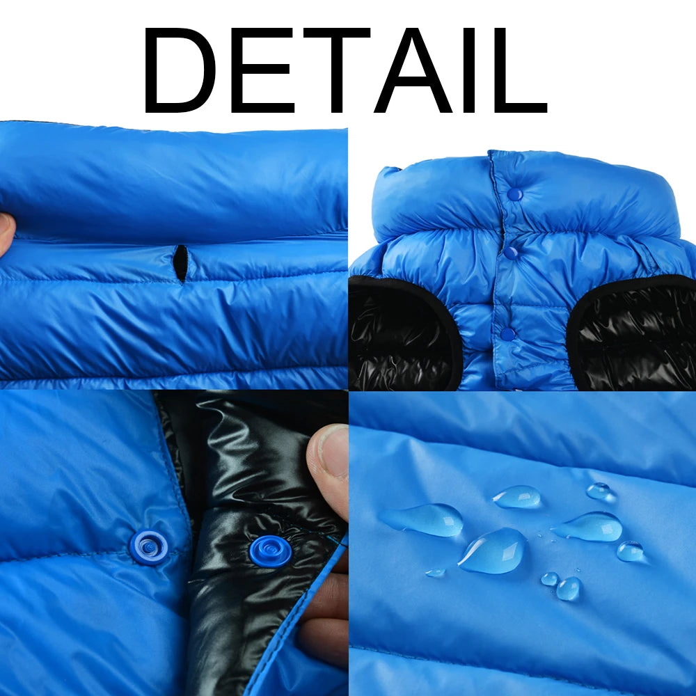 Reversible Pet Down Jacket Waterproof Light Weight Coat For Small Large Dogs Warm Thick Golden Retriever Labrador Outfit Clothes