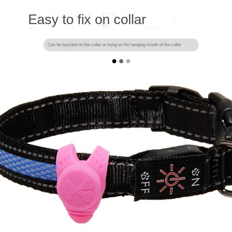 LED Light Silicone Luminous Puppy Cat Dog Pendant for Collar Drawstring Anti-lost Walking Pet Accessories Supplies Dog Bow Tie